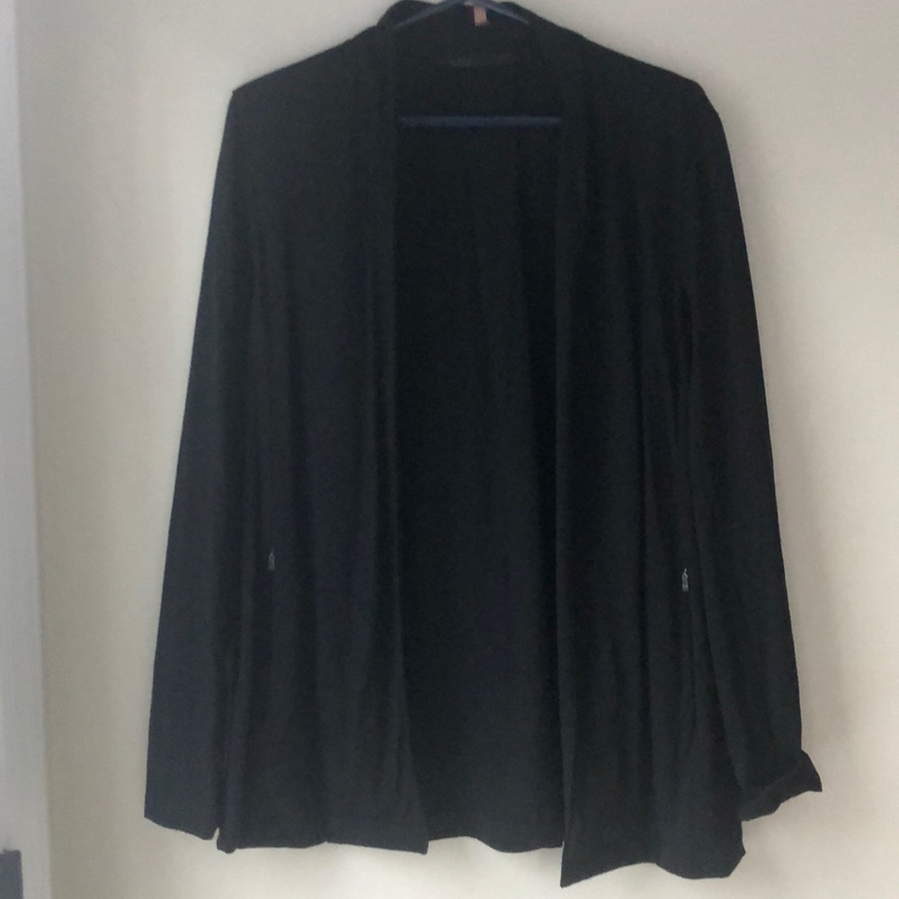 Open front modern travel blazer cardigan - black